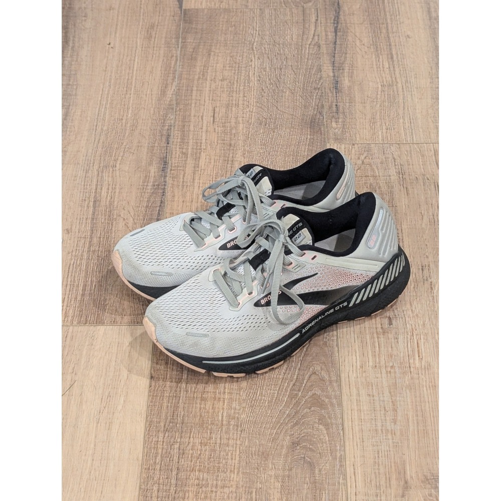 Brooks Adrenaline GTS 22 Womens 8.5 Running Shoes Gray Black Pink 1203531B035